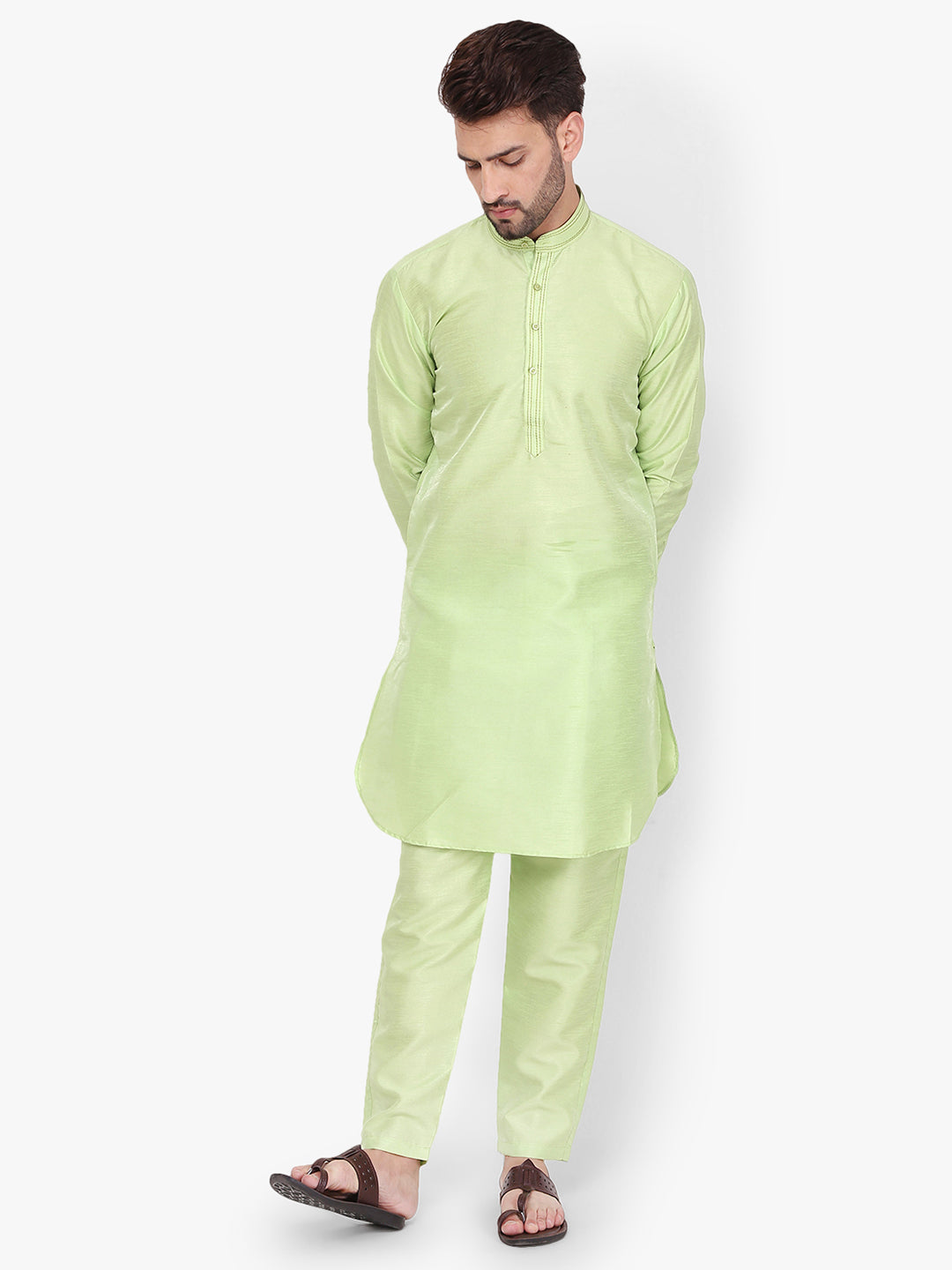 Pro-Ethic Silk Kurta Pajama With Jacket For Men | Light Green (C-102)