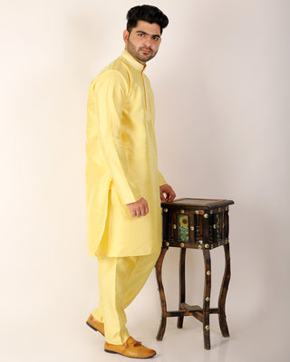Pro Ethic Lemon Men's Kurta Pajama Set Silk (A-104)