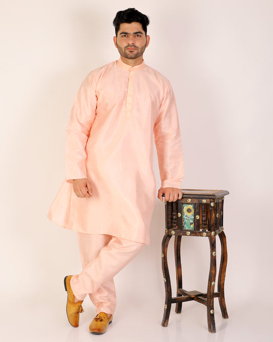 Pro Ethic Pink Men's Kurta Pajama Set Silk (A-104)