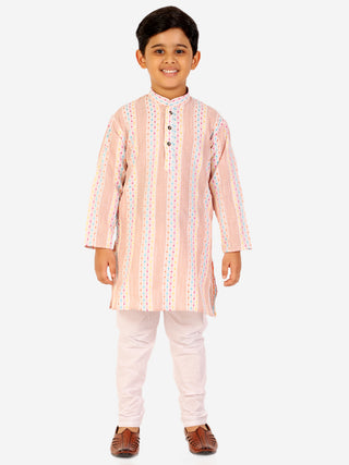 Pro Ethic Boys Peach Kurta Pajama Set Cotton Self Design (S-164)
