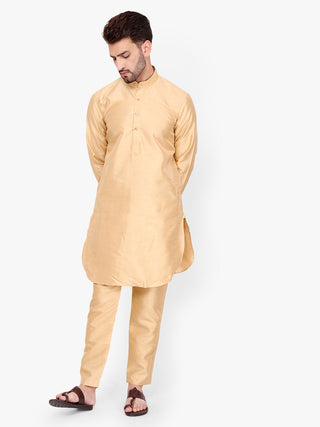 Pro-Ethic Style Developer Silk Kurta Pajama With Jacket For Men | Brown (C-101)