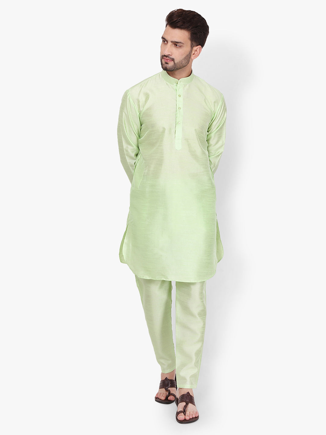 Pro-Ethic Silk Kurta Pajama With Jacket For Men | Green (C-104)