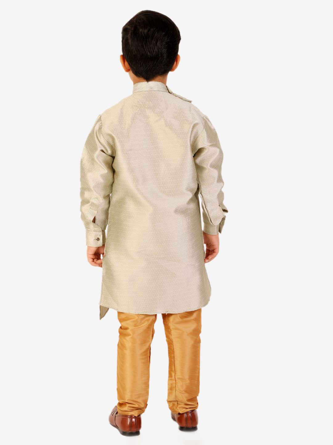 Pro Ethic Boy's Silk Jacquard Style Cream Kurta Pajama Set (S-162)