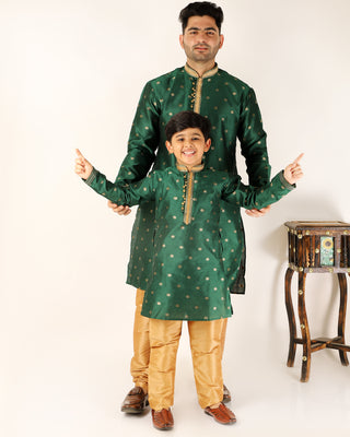 Father Son Kurta Pajama Same Dress Ethnic Wear Green