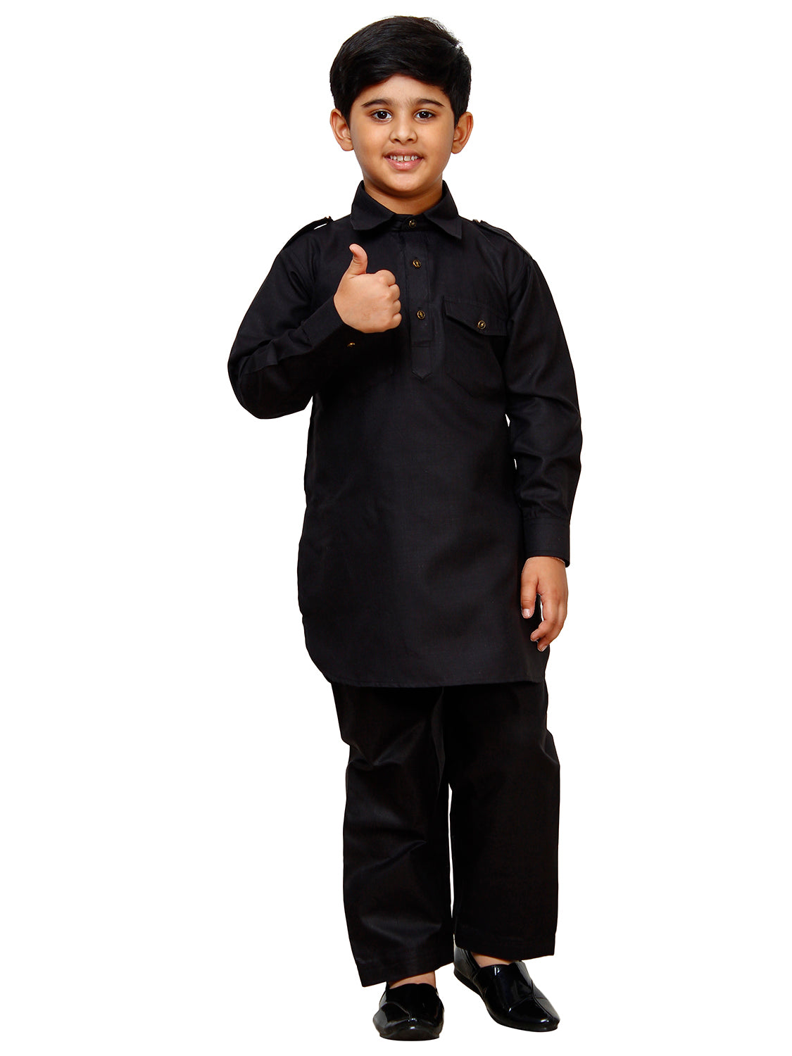 Pro Ethic Father Son Same Dress Kurta Pajama Set Cotton Black B-116