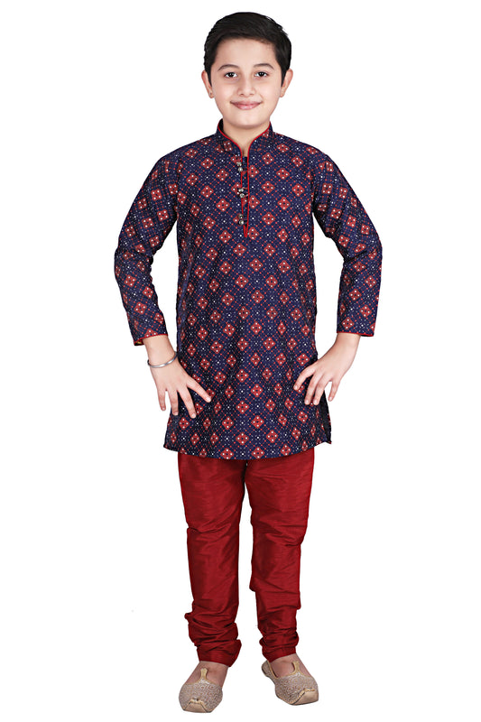 Pro Ethic Kids Kurta Pajama Set Silk Navy Blue s-149