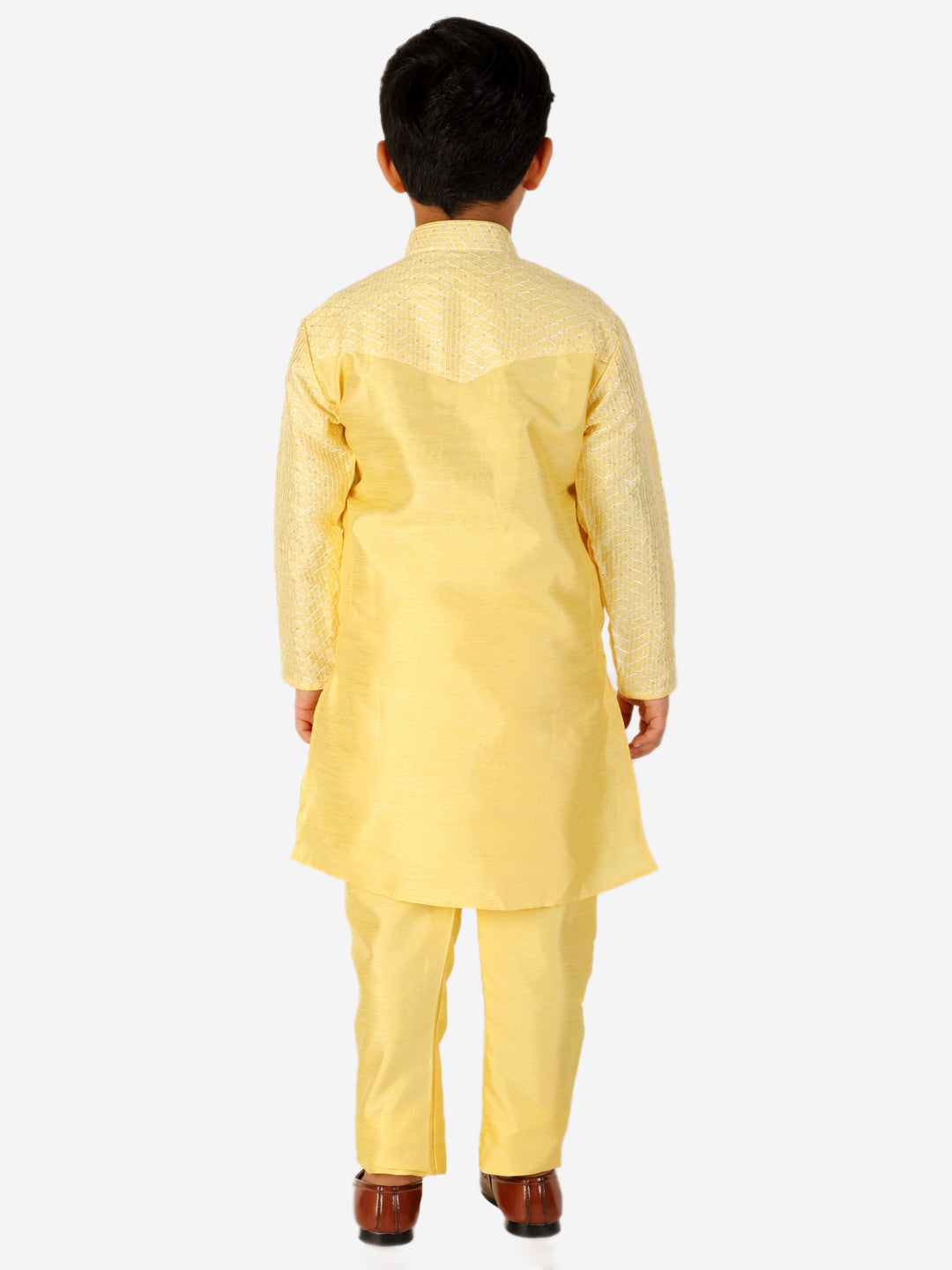 Pro Ethic Boy's Silk Jacquard Lemon Kurta Pajama Set (S-161)