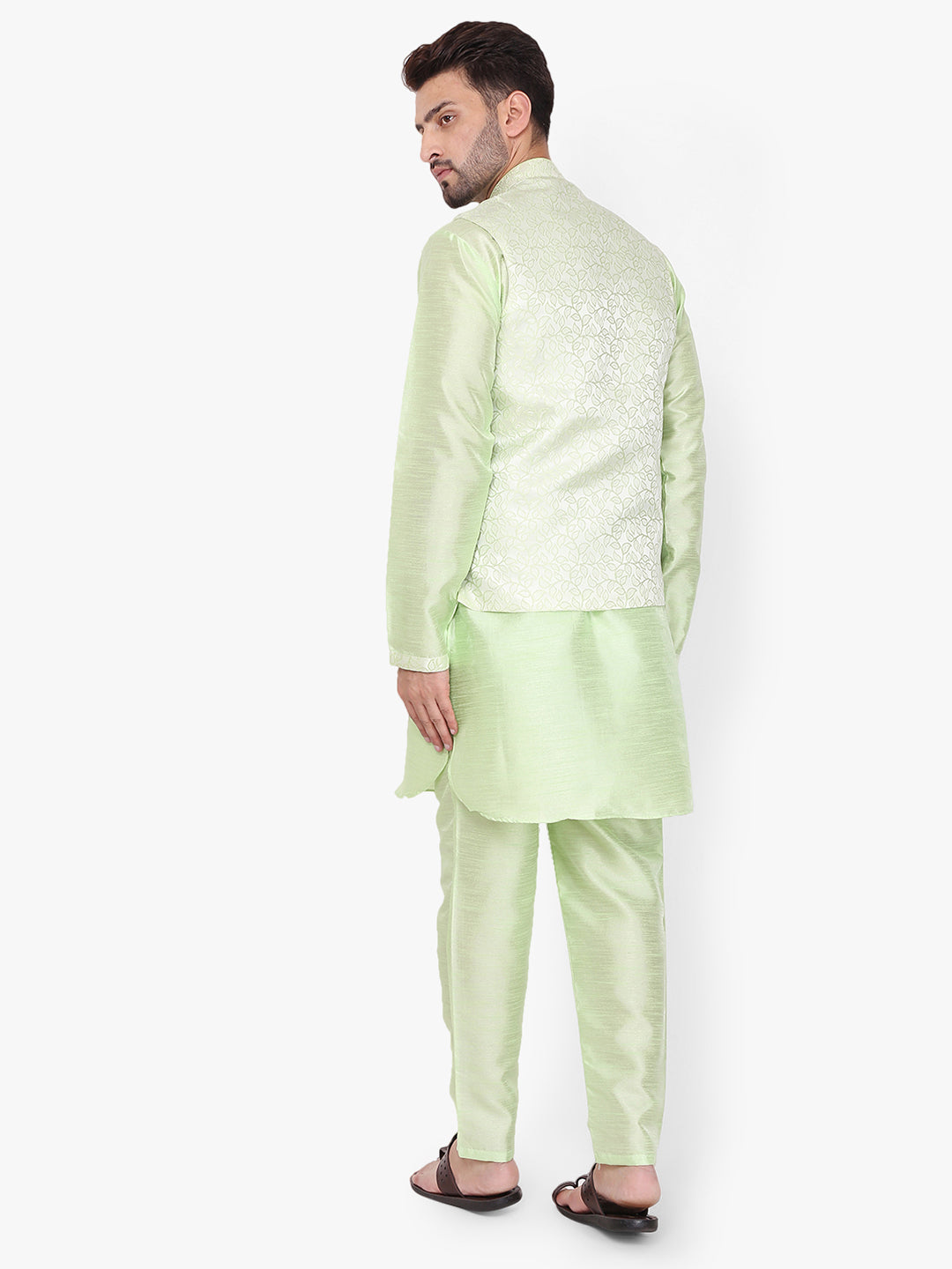 Pro-Ethic Silk Kurta Pajama With Jacket For Men | Green (C-104)