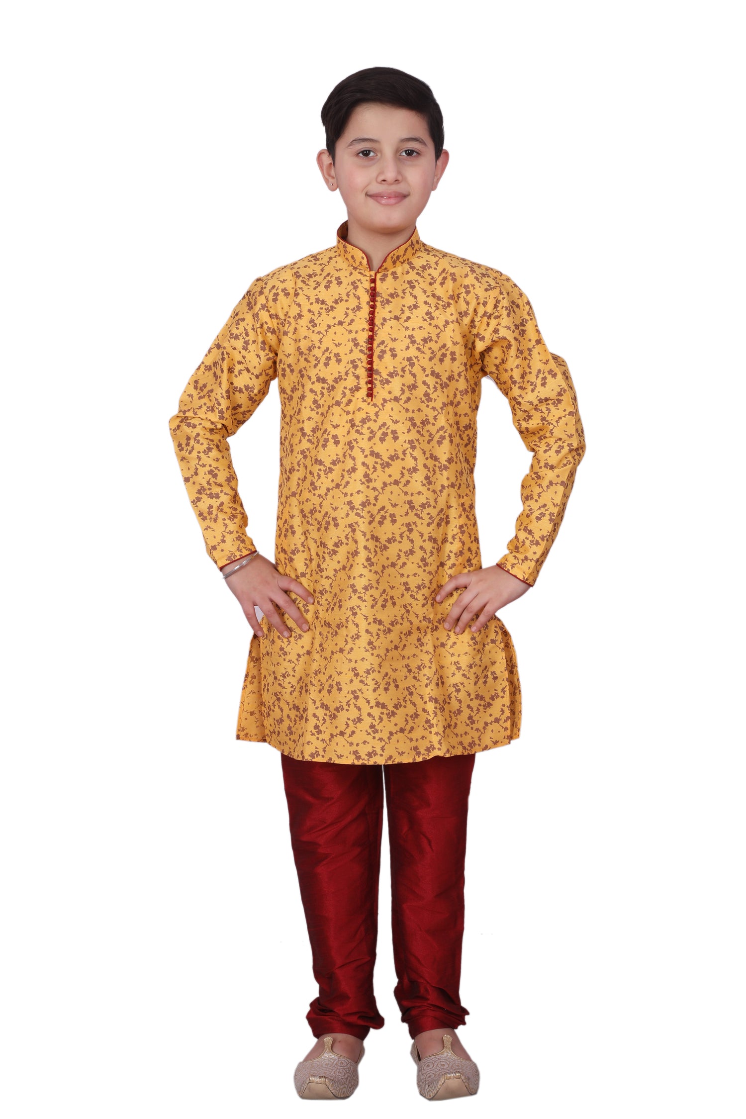 Floral Printed Cotton Kurta Pajama For Boys