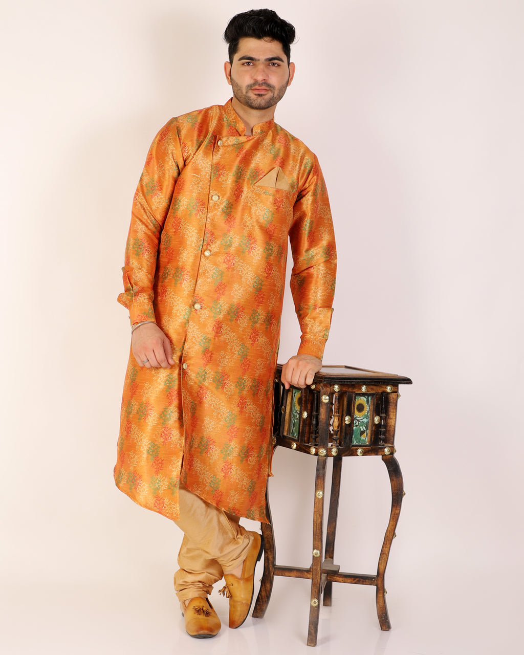 Pro Ethic Men's Kurta Pajama Set Silk - Mustard (A-106)