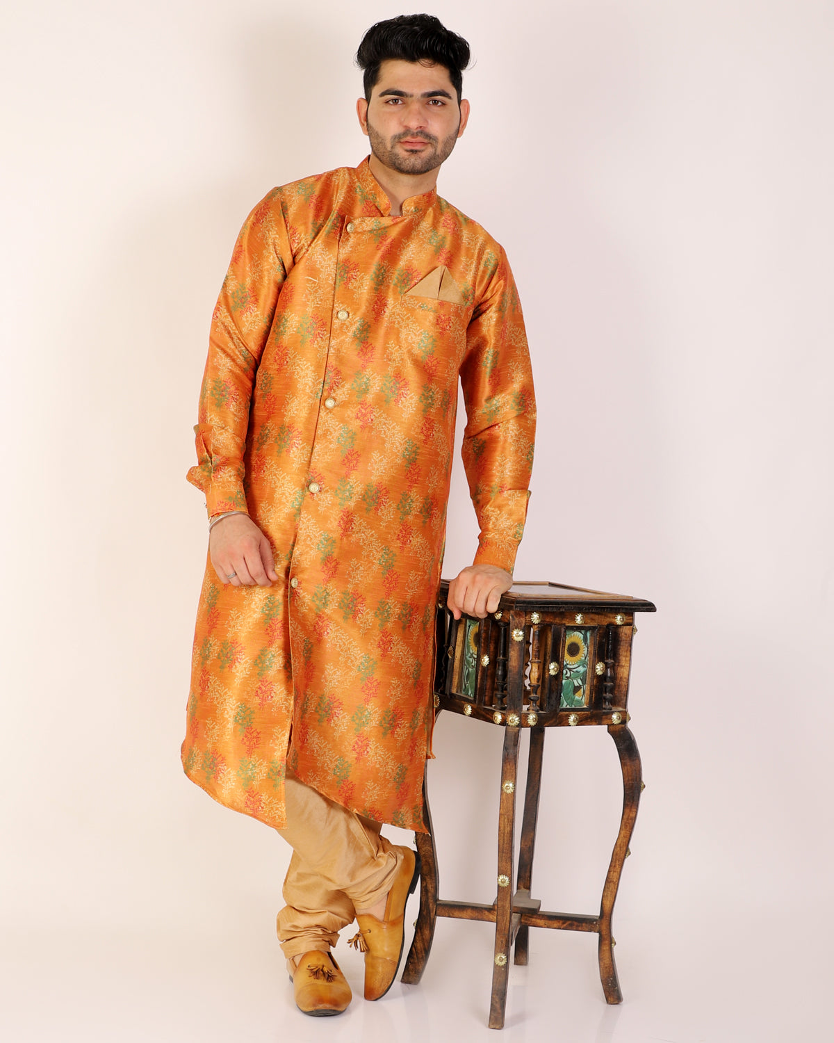 Pro Ethic Men's Kurta Pajama Set Silk - Mustard (A-106)