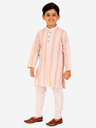 Pro Ethic Boys Peach Kurta Pajama Set Cotton Self Design (S-164)