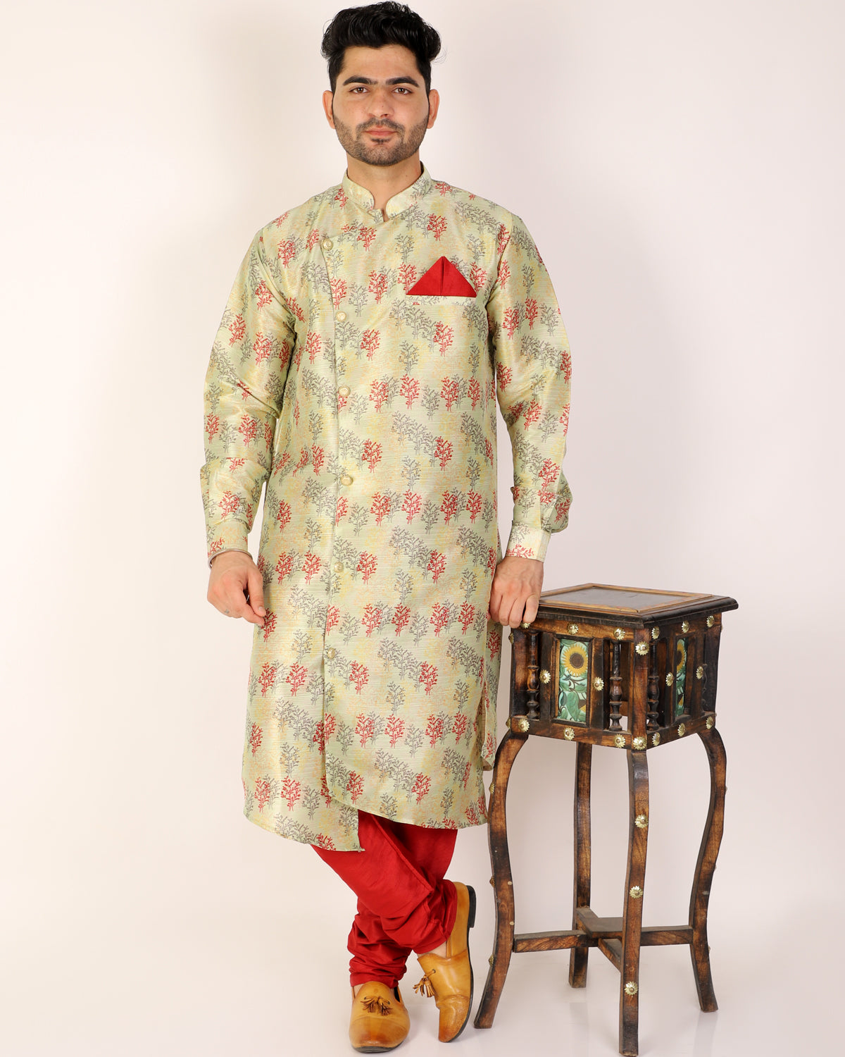 Pro Ethic Men's Kurta Pajama Set Silk - Light Green (A-106)