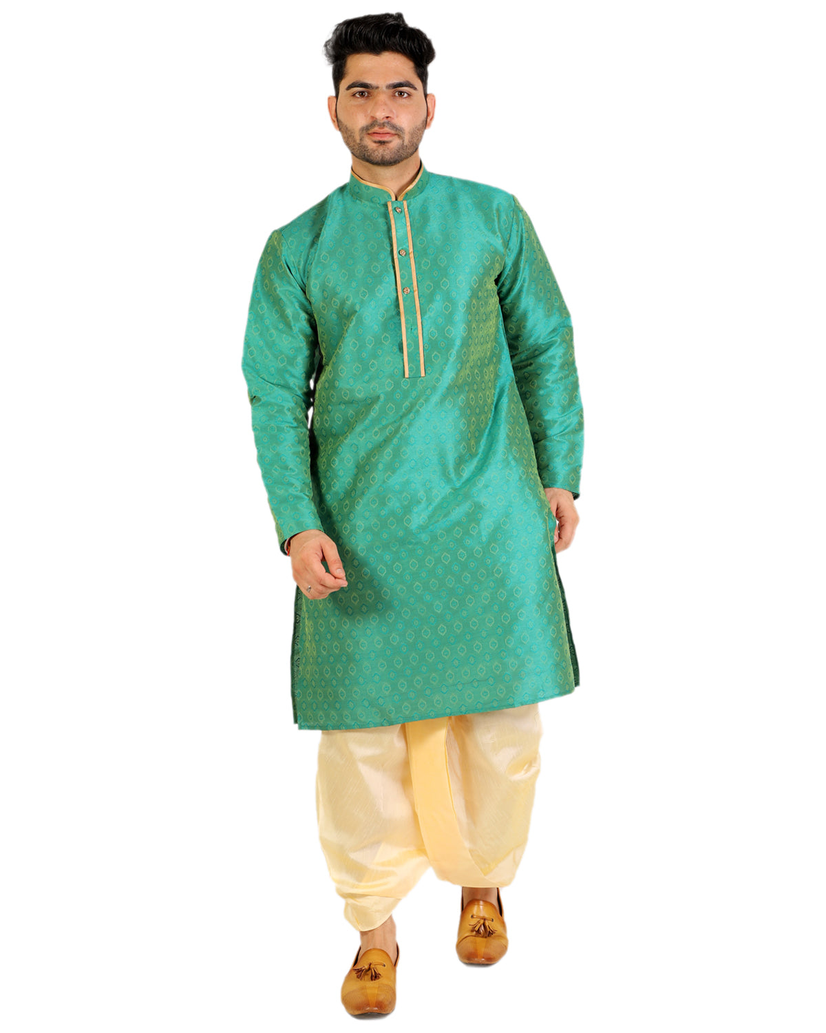 Pro Ethic Men's Dhoti Kurta Set Silk - Green (A-105)