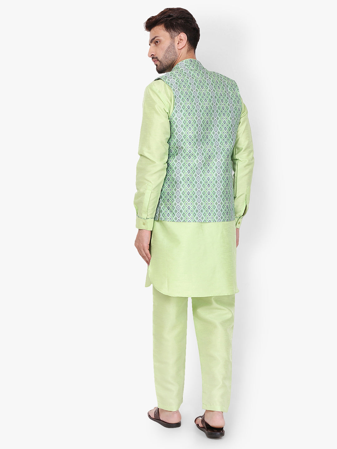 Pro-Ethic Silk Kurta Pajama With Jacket For Men | Light Green (C-102)