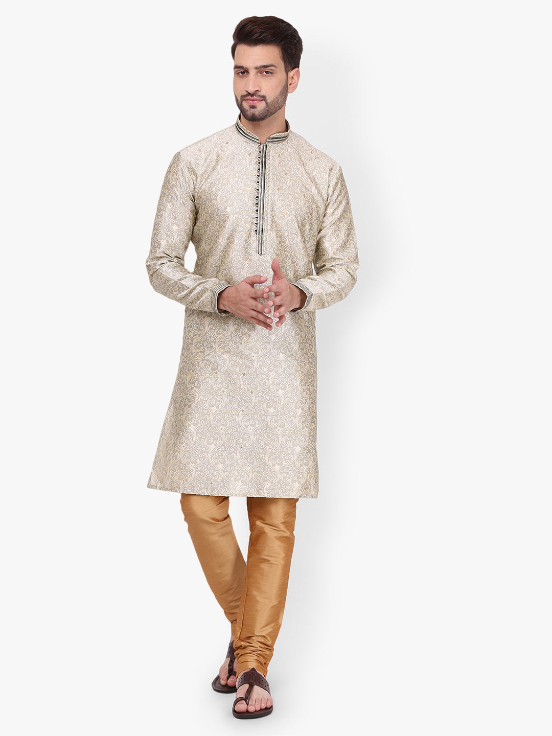 Pro Ethic Men's Kurta pajama set - Mandarin Collar | Silk | Fon | (A-115)