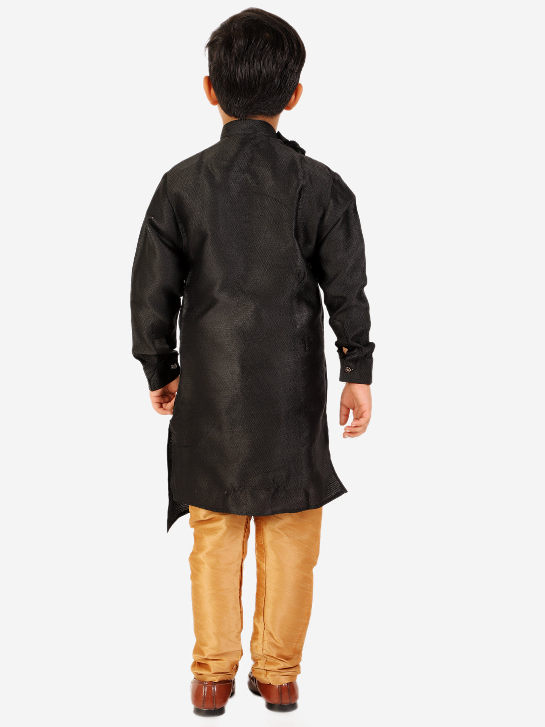 Pro Ethic Boy's Silk Jacquard Style Black Kurta Pajama Set (S-162)
