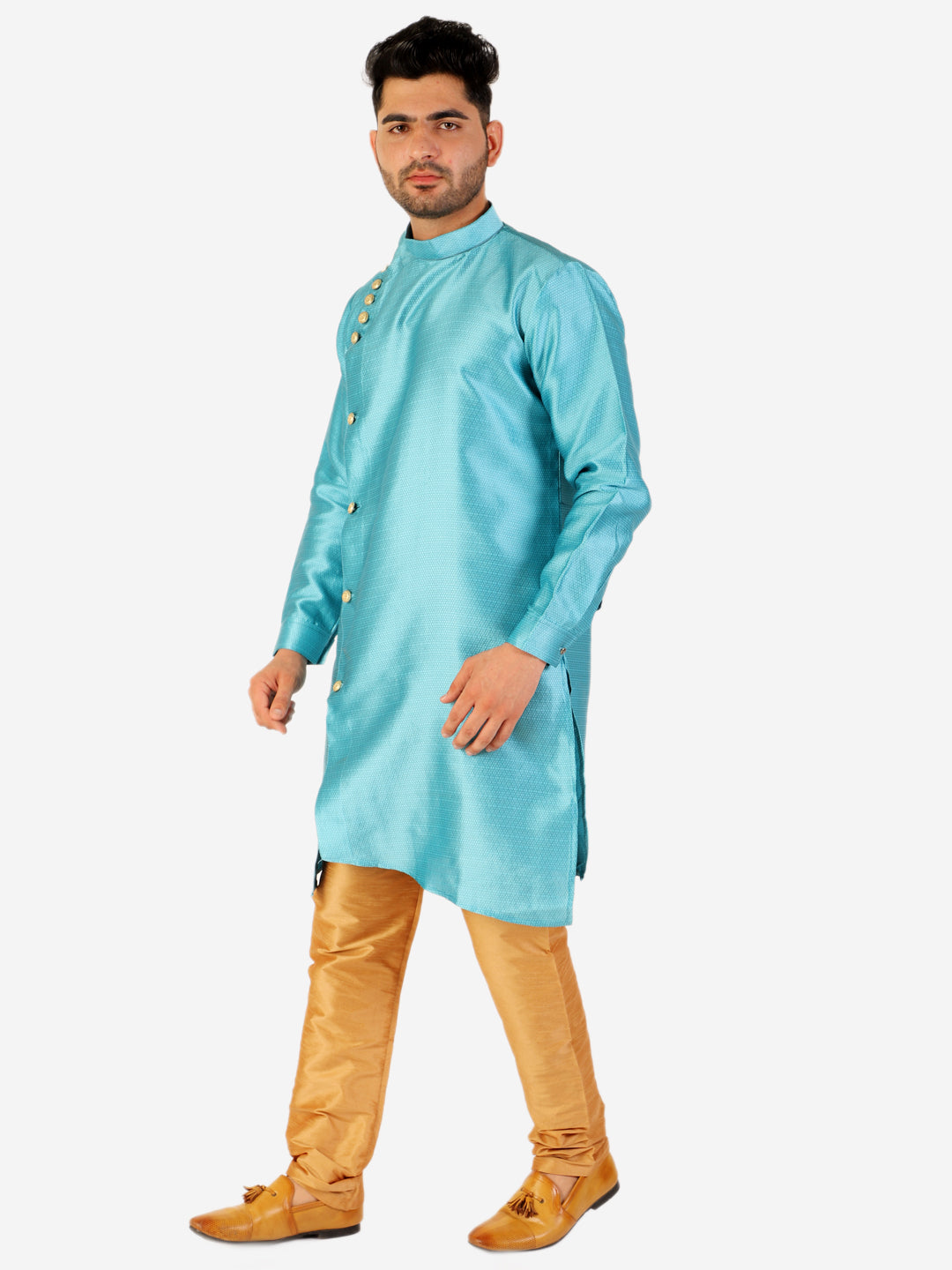 Pro Ethic Firozi Men's Kurta Pajama Silk Self Design (A-102)