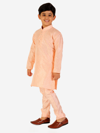 Pro Ethic Boy's Silk Jacquard Peach Kurta Pajama Set (S-161)