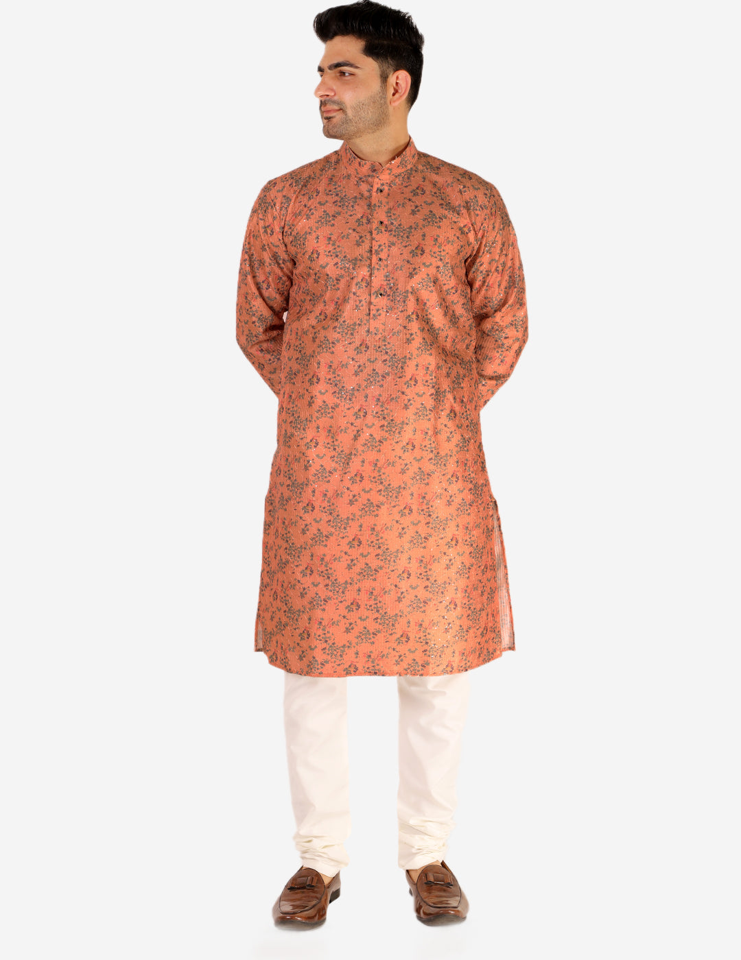 Pro Ethic Men's Kurta Pajama Set Silk - Asymmetrical Style - Pink (A-107)