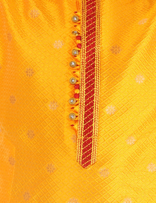 Pro Ethic Boys Kurta Pajama Set Silk Self Design Yellow (S-174)