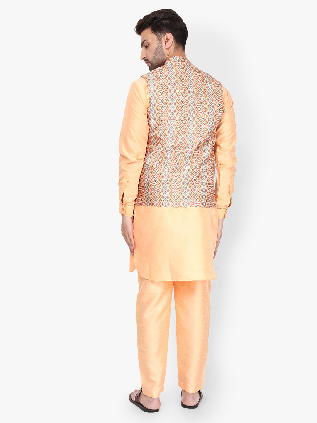 Pro-Ethic Style Developer Silk Kurta Pajama With Jacket For Men | Gold (C-102)