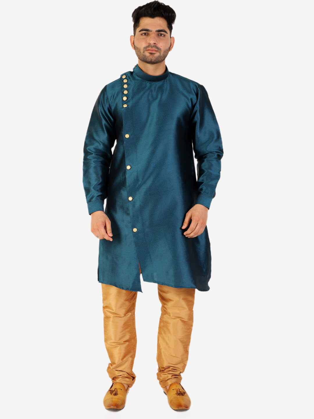 Pro Ethic Teal Green Men's Kurta Pajama Silk Self Design (A-102)