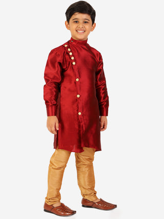 Pro Ethic Boy's Silk Jacquard Style Maroon Kurta Pajama Set (S-162)
