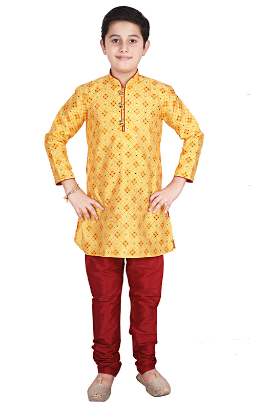 Pro Ethic Kids Kurta Pajama Set Silk Yellow s-149