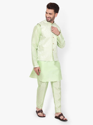 Pro-Ethic Silk Kurta Pajama With Jacket For Men | Green (C-104)