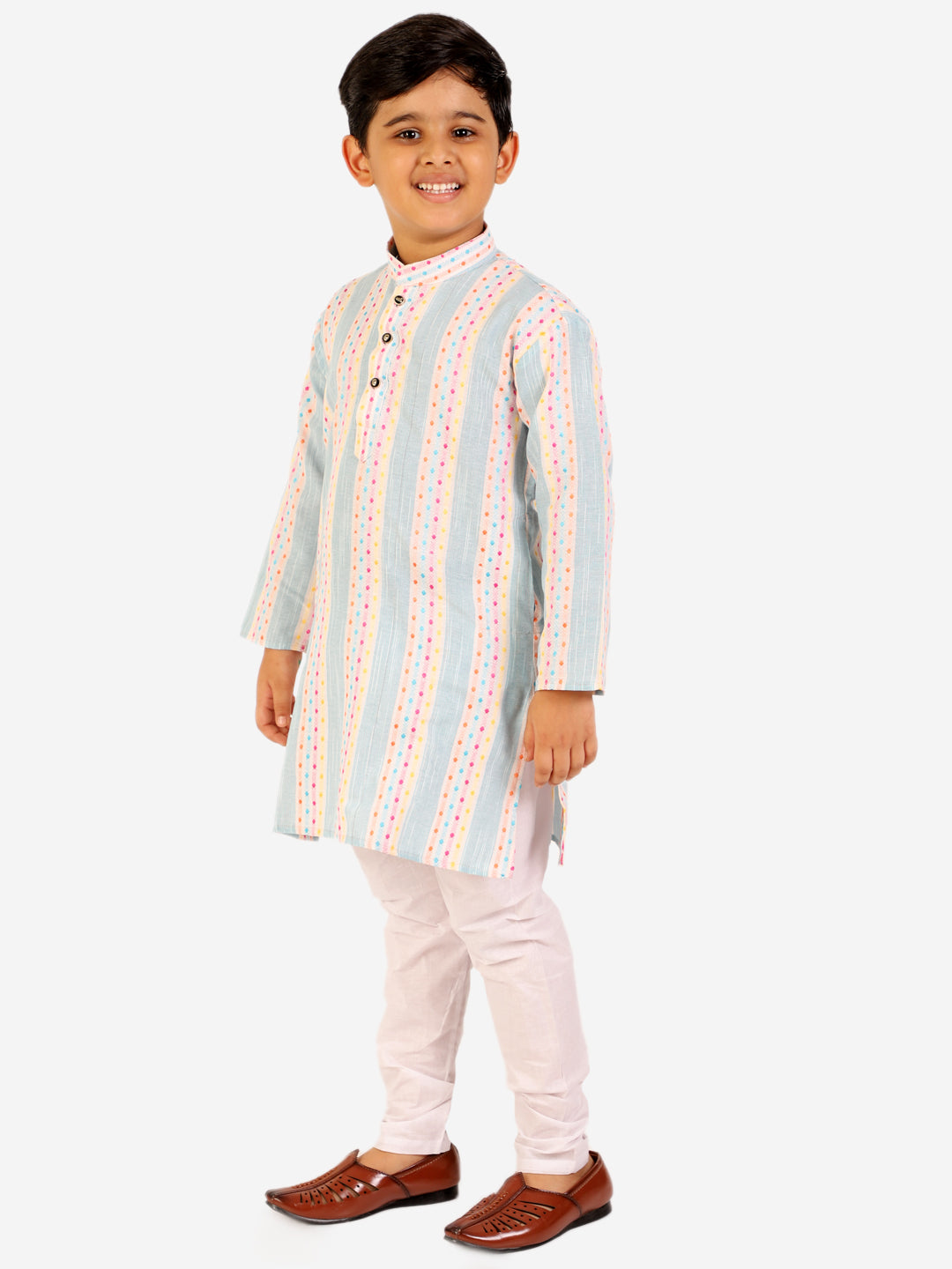 Pro Ethic Boy's Cotton Self Blue Kurta Pajama Set (S-164)