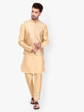 Pro-Ethic Style Developer Silk Kurta Pajama With Jacket For Men | Brown (C-101)