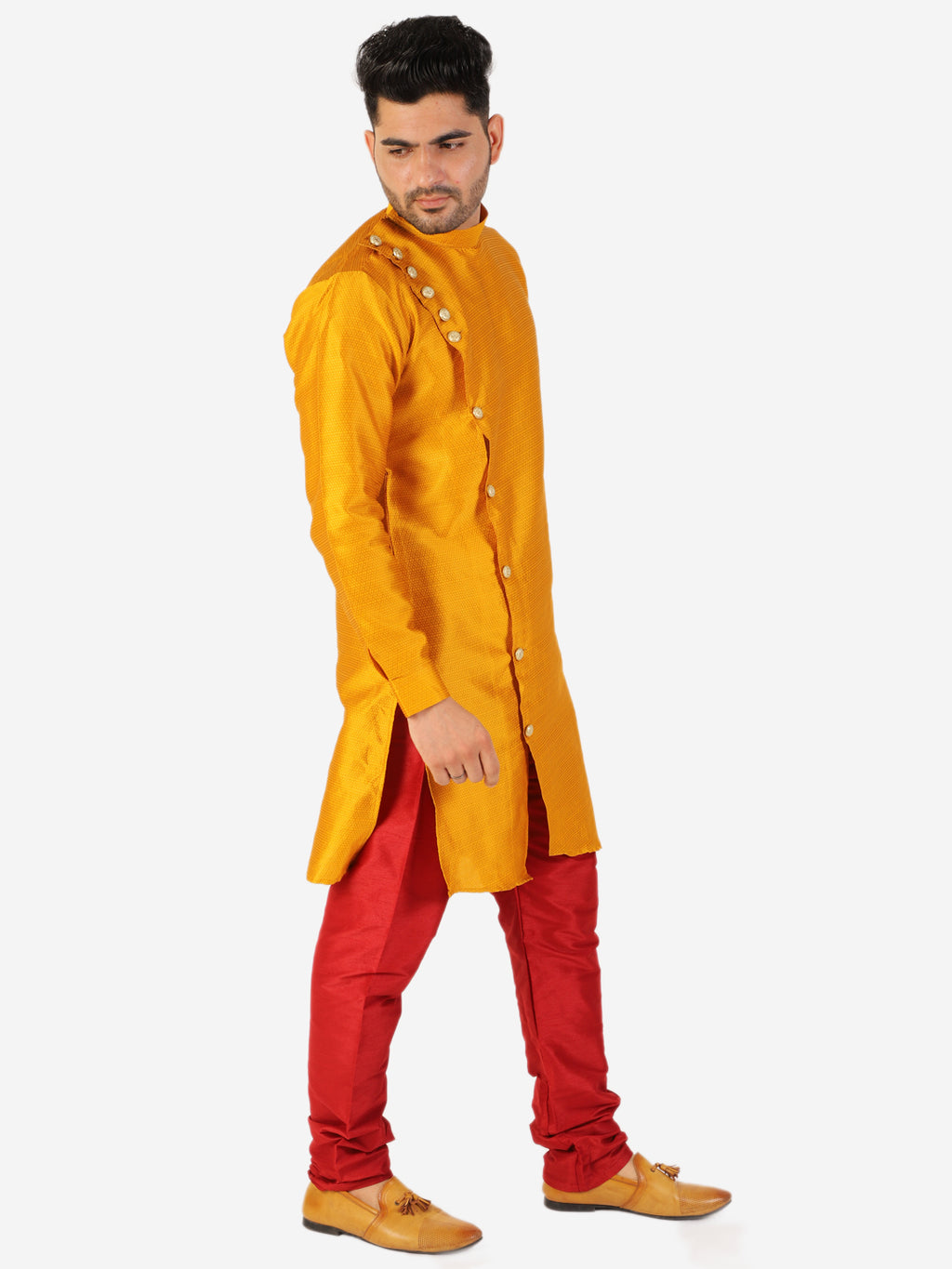 Pro Ethic Mustard Men's Kurta Pajama Silk Self Design (A-102)