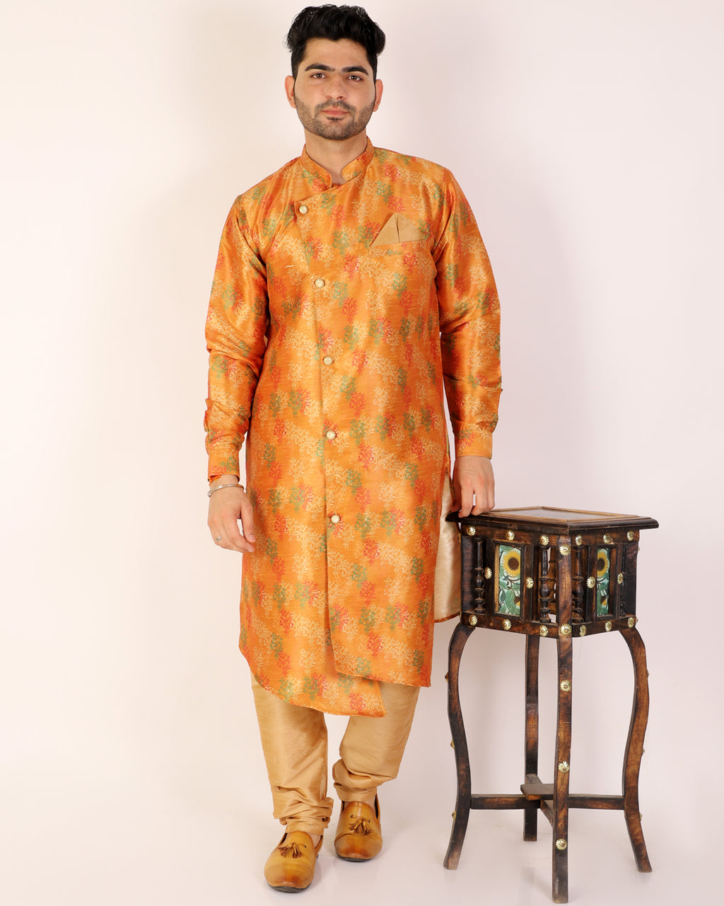Pro Ethic Men's Kurta Pajama Set Silk - Mustard (A-106)