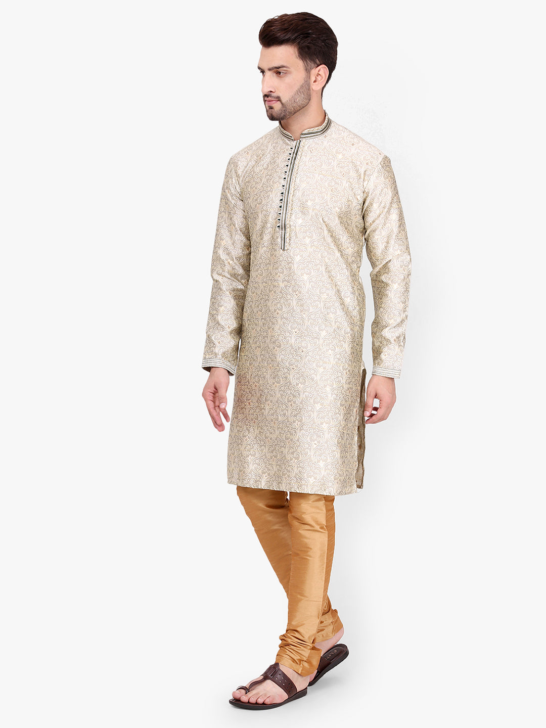 Pro Ethic Men's Kurta pajama set - Mandarin Collar | Silk | Fon | (A-115)