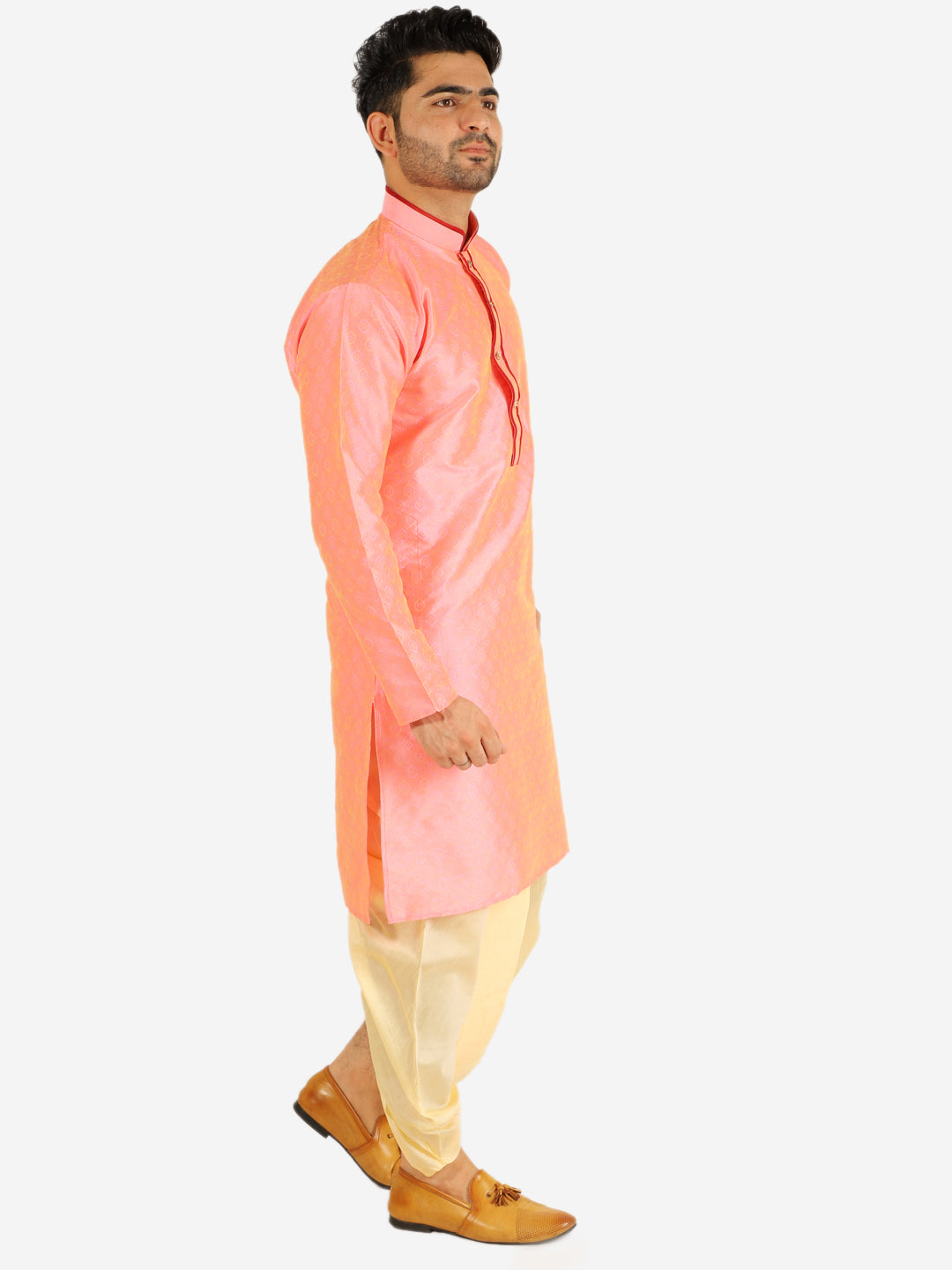 Pro Ethic Men's Dhoti Kurta Set Silk - Pink (A-105)