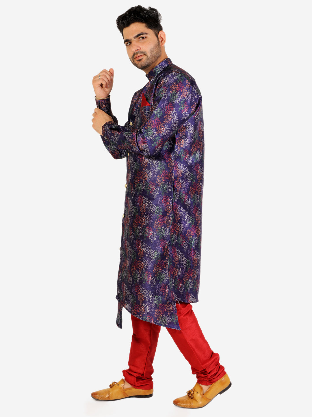 Pro Ethic Men's Kurta Pajama Set Silk - Navy Blue (A-106)