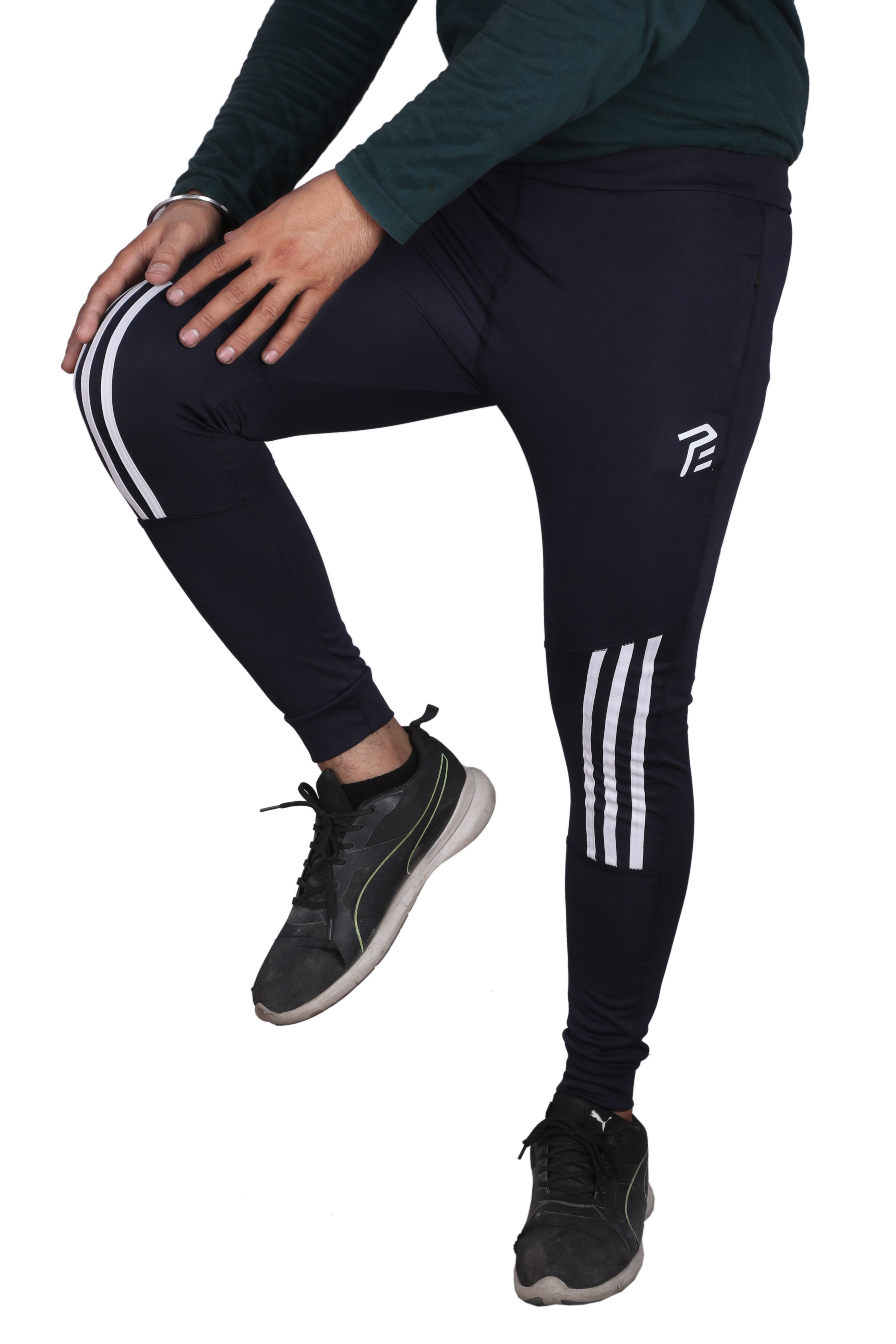 Pro Ethic Men's Lycra Track Pants Set Blue Pack of 1 #J-104