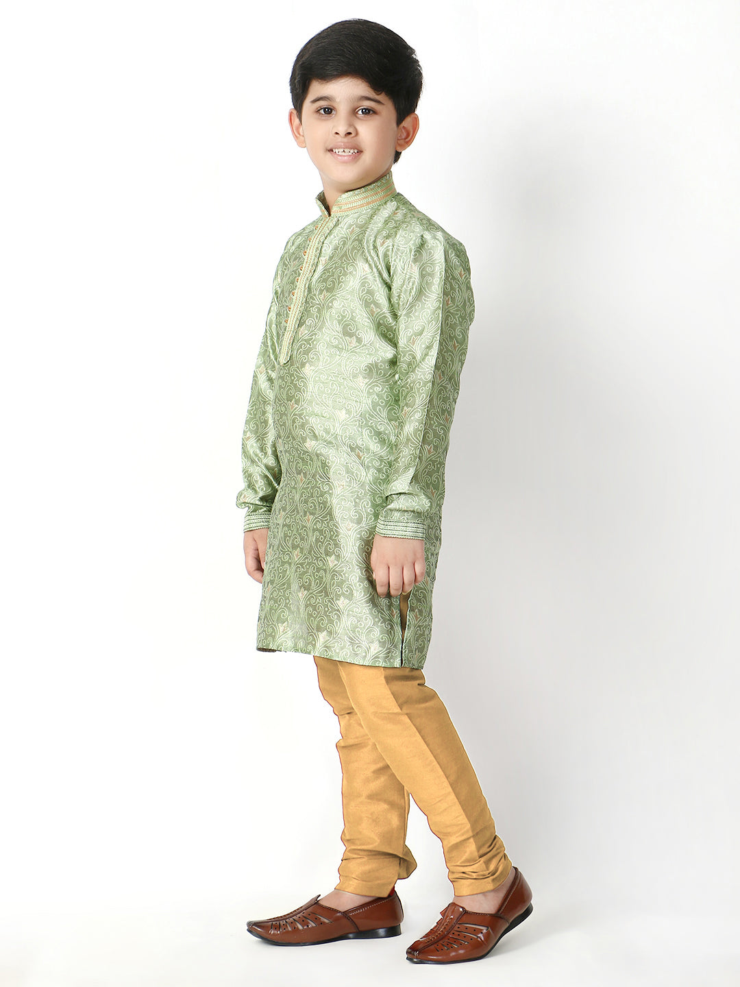 Pro Ethic Father Son Same Dress Kurta Pajama Set Matching Outfit | Silk | Green B-115