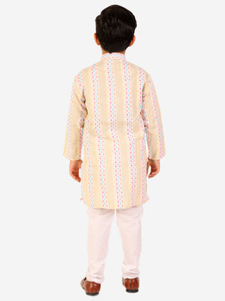 Pro Ethic Boy's Cotton Self Beige Kurta Pajama Set (S-164)