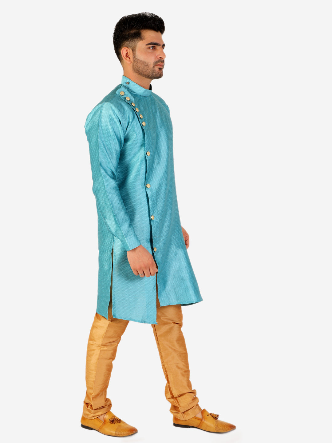 Pro Ethic Firozi Men's Kurta Pajama Silk Self Design (A-102)