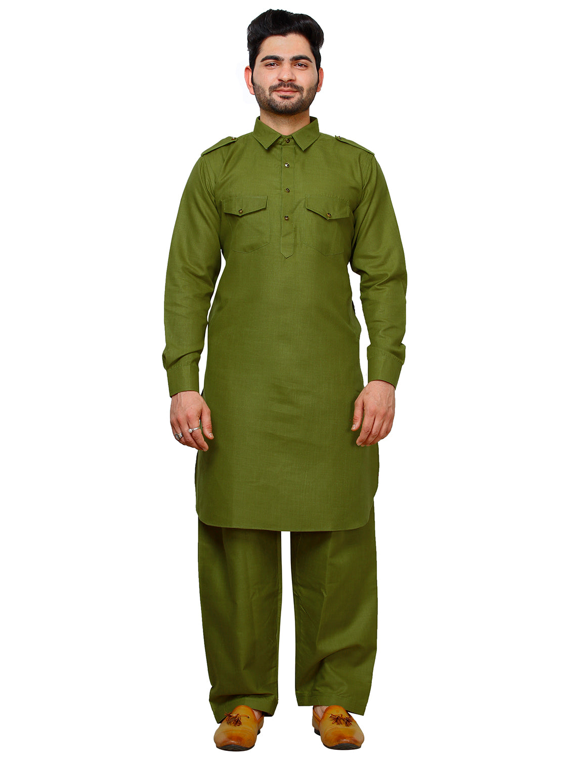 Pro Ethic Father Son Same Dress Kurta Pajama Set Cotton Green B-116