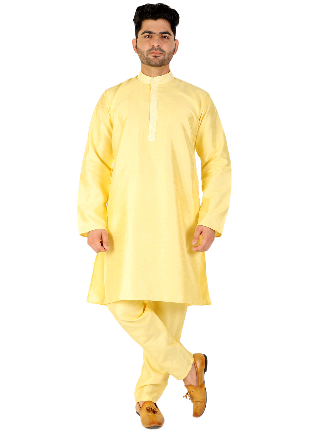 Pro Ethic Lemon Men's Kurta Pajama Set Silk (A-104)