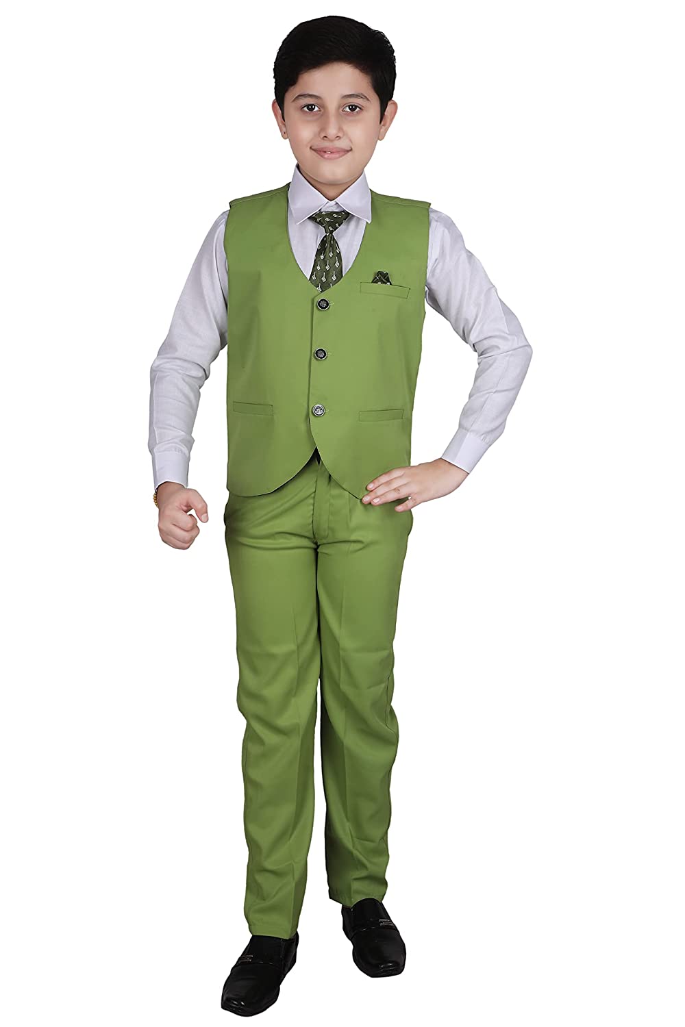 Pro Ethic Three Piece Suit For Boys Cotton Green Floral Print T-121