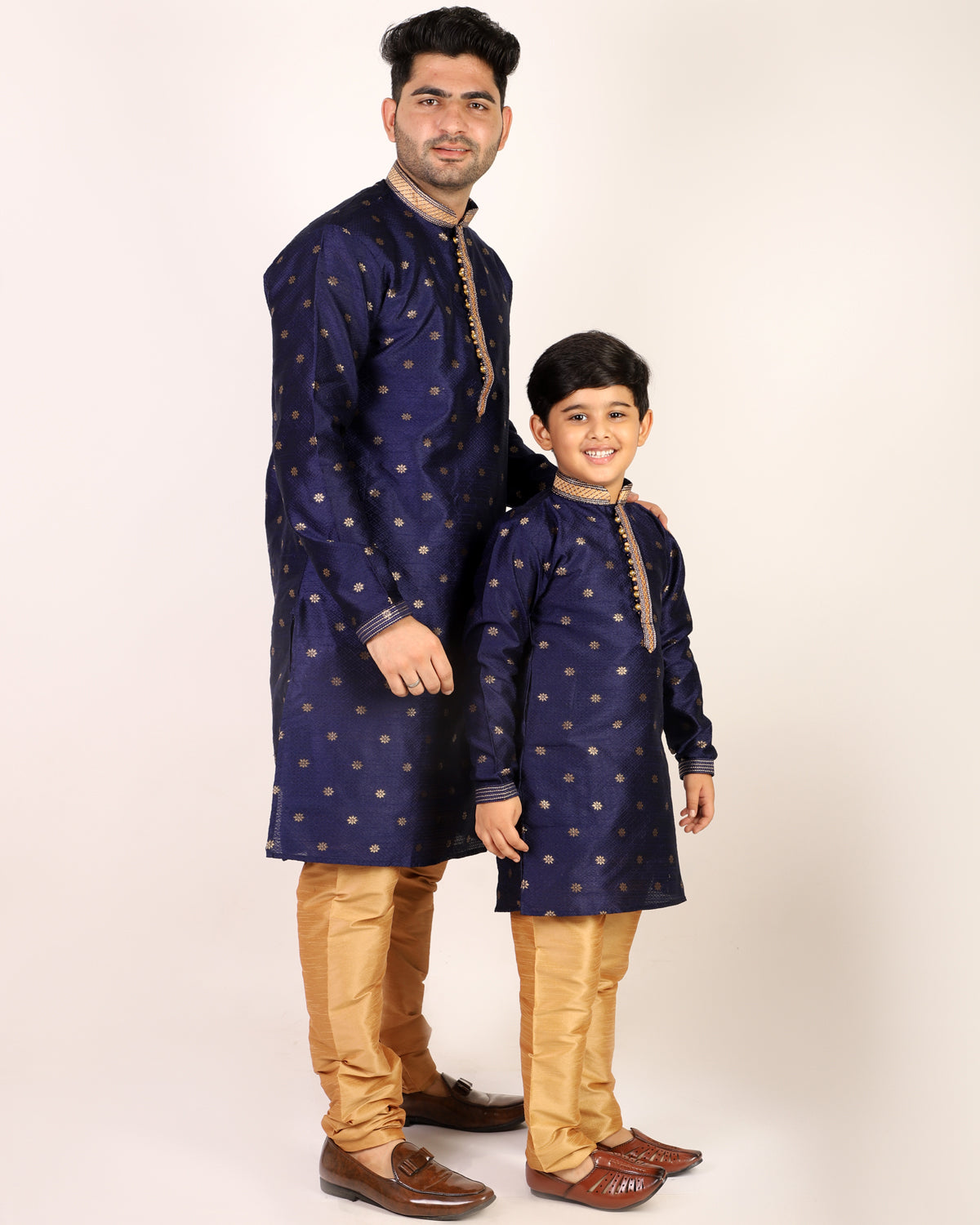 Father Son Kurta Pajama Same Dress Ethnic Wear Navy Blue