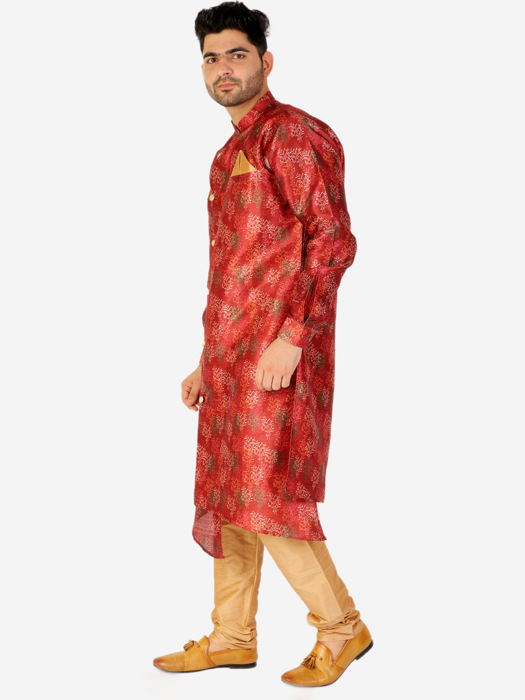 Pro Ethic Men's Kurta Pajama Set Silk - Maroon (A-106)