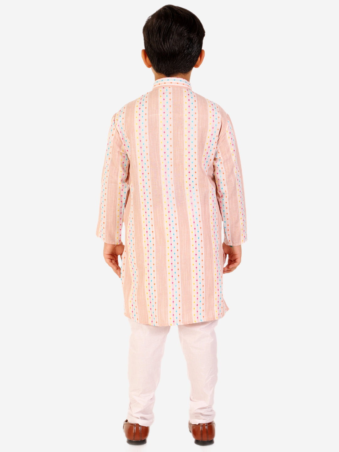 Pro Ethic Boys Peach Kurta Pajama Set Cotton Self Design (S-164)