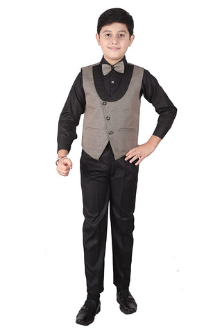 Pro Ethic Three Piece Suit For Boys Cotton Beige Floral Print T-120
