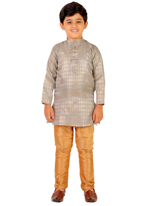 Pro Ethic Boys Kurta Pajama Set Silk Emblished Design Grey (S-170)