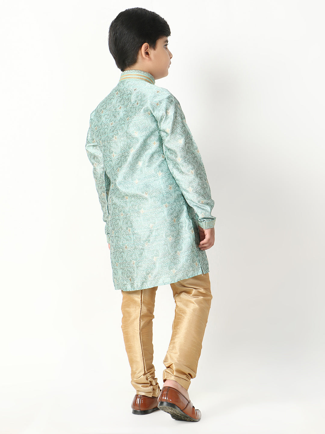 Pro Ethic Father Son Same Dress Kurta Pajama Set Matching Outfit | Silk | Firozi B-115